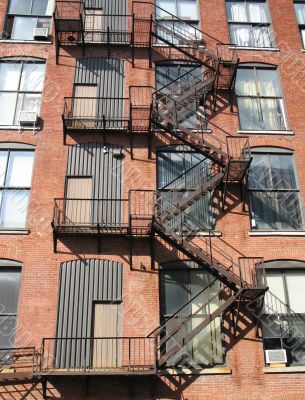 metal stairs on a brick building