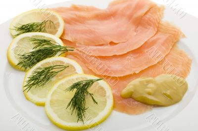 Salmon fillet on plates