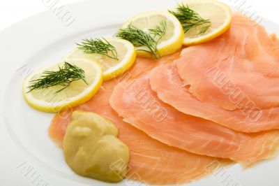 Salmon fillet on plates