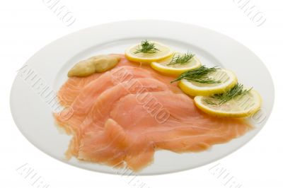 Salmon fillet on plates