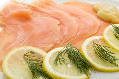 Salmon fillet on plates