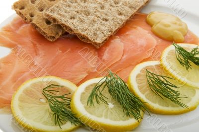 Salmon fillet on plates