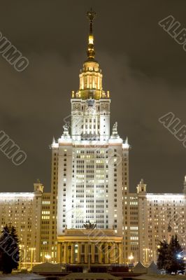 Moscow State University in night