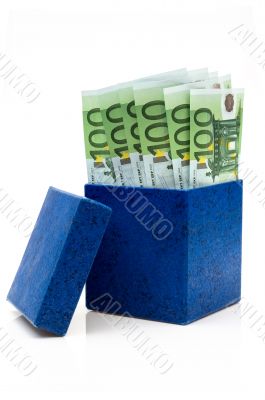 Dark blue box with euros Dark blue box with euros