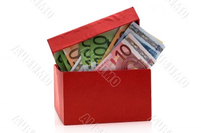 Red box with the euros