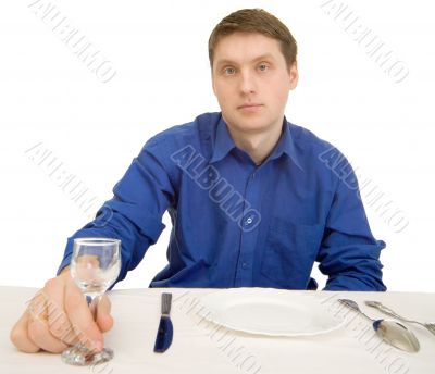 Guest of restaurant with glasses