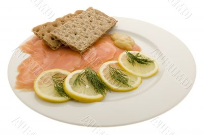 Salmon fillet on plates