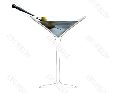 3D illustration of cocktail glass
