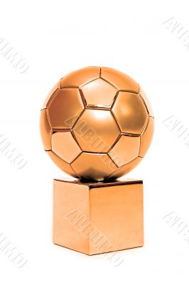 Bronze soccer trophy