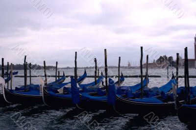 Several gondolas being parked