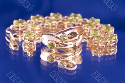 Gold valuable on blue macro