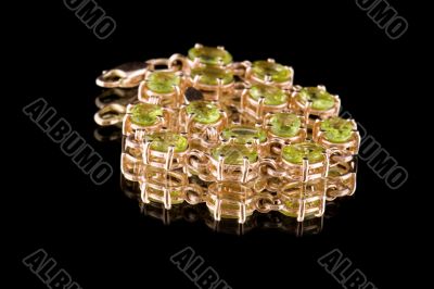 Golden chain macro on black