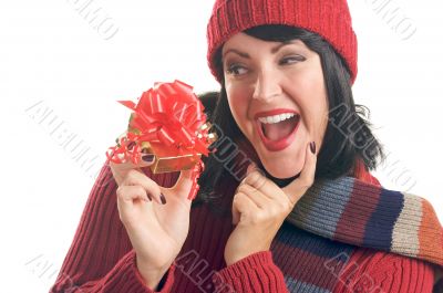 Attractive Woman Holds Gift