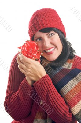 Attractive Woman Holds Gift