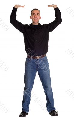 Smiling Man Holding Your Sign Smiling Man Holding Your Sign