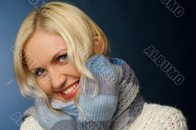 blonde girl in winter clothes