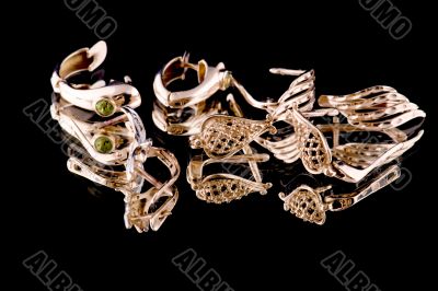 ear ring on black closeup