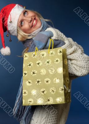 blonde girl in winter clothes