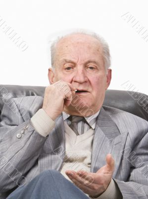 Senior man taking medication