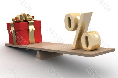 Discounts for gifts. Isolated 3D image