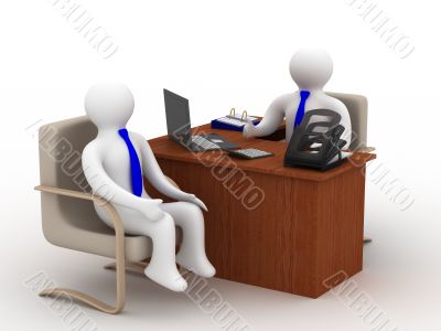 Conversation of two businessmen. Isolated 3D image