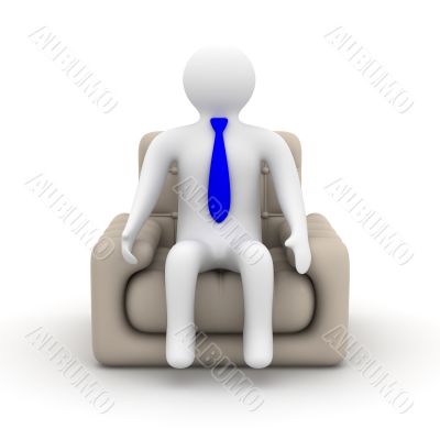 businessman sitting in an armchair. Isolated 3D image