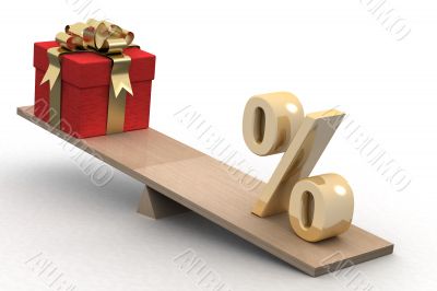 Discounts for gifts. Isolated 3D image