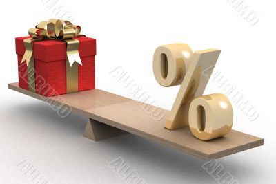 Discounts for gifts. Isolated 3D image