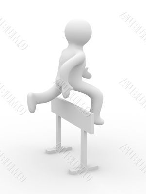 sportsman overcoming an obstacle in a white background. 3D image sportsman overcoming an obstacle in a white background. 3D image