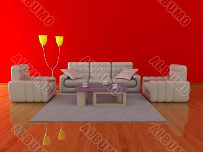 Interior of a living room. 3D image.