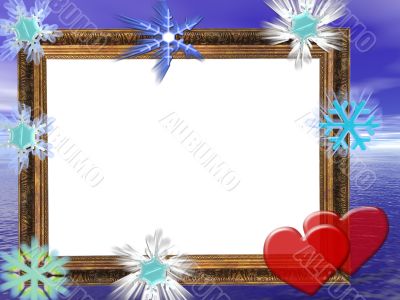 Frame for wedding, Anniversary or valentine`s day invitations with blue background.