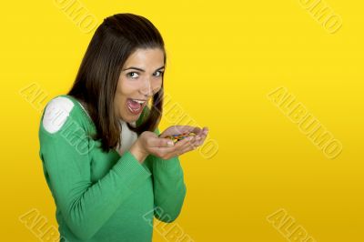 Woman with candys Woman with candys