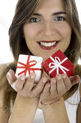 Happy woman with gifts Happy woman with gifts