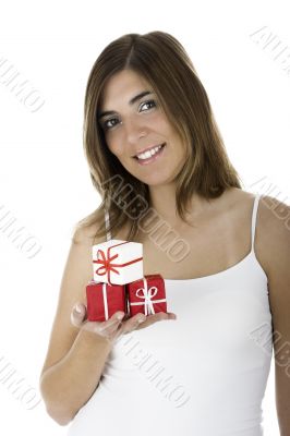 Happy woman with gifts