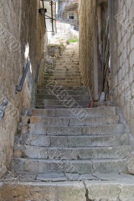 staircase between two walls