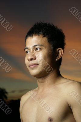 Asian man portrait outdoors