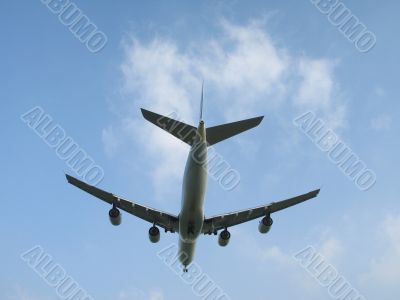 view of an airplane from under