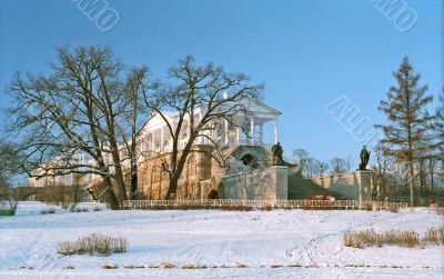 Classical gallery building in winter
