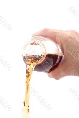 bottle with juice on white