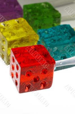 colorfull dice lollipops