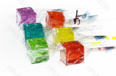colorfull dice lollipops