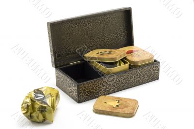 Wooden box with tea 2