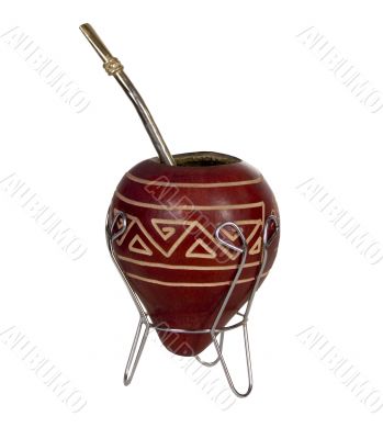 ornamented indian cup with silver straw