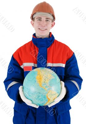 Labourer with globe