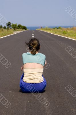 Woman in road