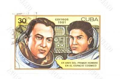 Cuban postage stamp closeup