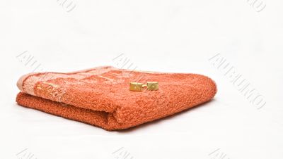 Orange towel and cuff links