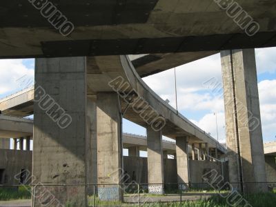 old concrete highway and blue sky old concrete highway and blue sky