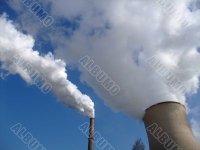 Steams cooling tower power plant