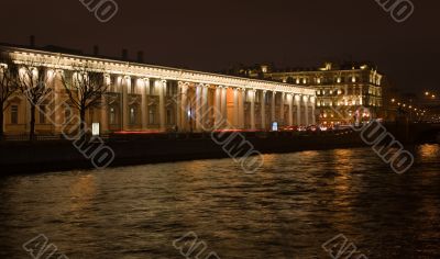 Anichkov palace over nigth river